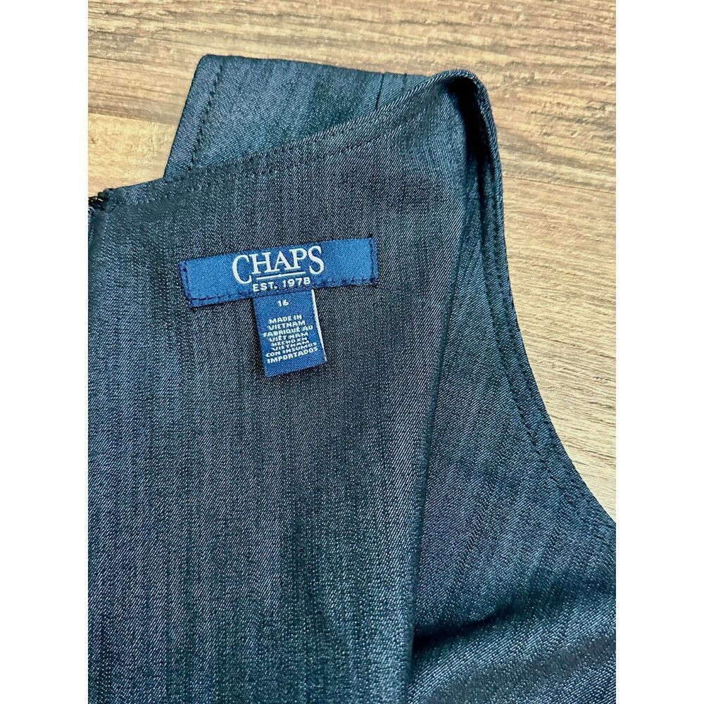NWT Chaps Womens Size 16 Sheath Dress Dark Wash Utility Pockets Sleeveless - Picture 8 of 9